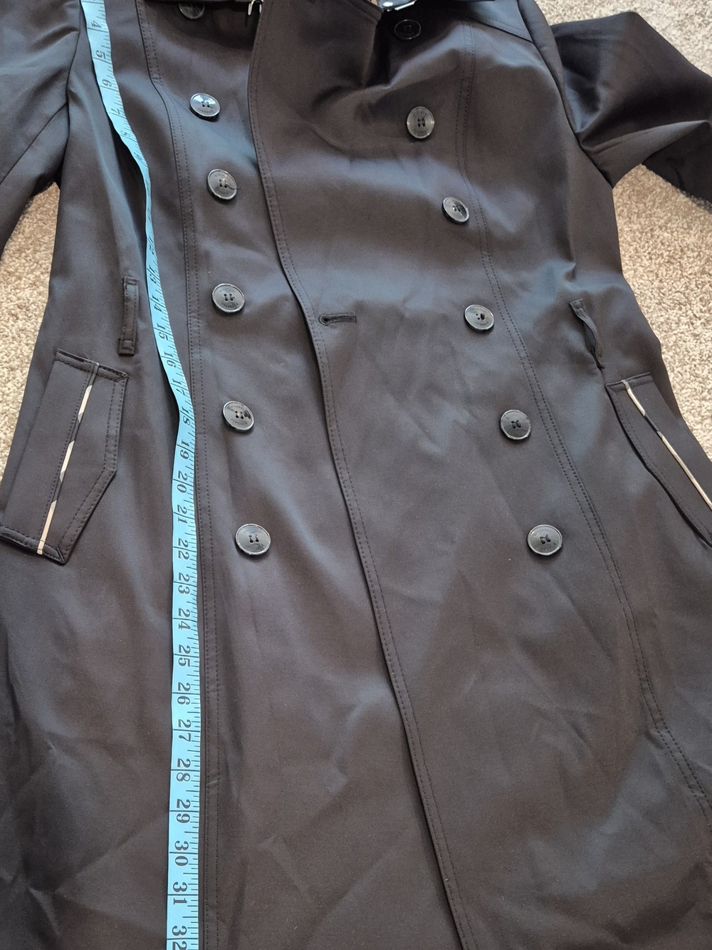 Burberry Women’s Black Double-Breasted Trench with Signature Check Trim - Picture 3 of 7